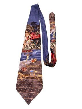 Van Heusen Silk Tie Tropical Beach Scene Palm Trees Sunset Novelty Neck Tie